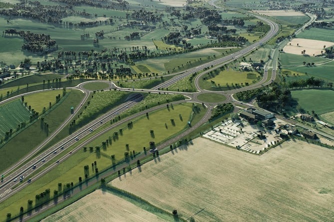 The proposed Mattock's Tree Green junction linking the dualled A358 to the A378