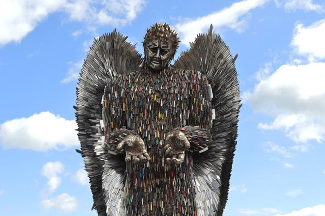 The 'knife angel' will visit Somerset in April as part of a nationwide tour to raise awareness around the impact of knife crime