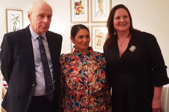 MP Ian Liddell-Grainger with Dame Priti Patel (centre) and Devon and Cornwall Police and Crime Commissioner Alison Hernandez.