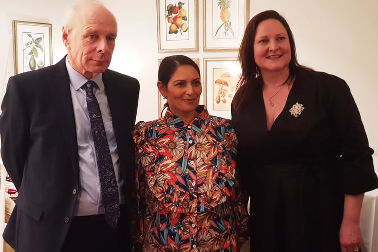 MP Ian Liddell-Grainger with Dame Priti Patel (centre) and Devon and Cornwall Police and Crime Commissioner Alison Hernandez.