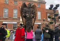 Crowds of people gathered in Taunton for the unveiling of Knife Angel