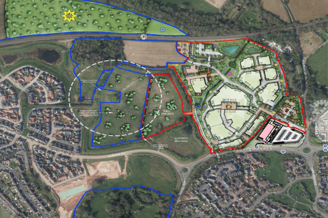 An outline plan of the development area around the proposed new Wellington Railway Station, which is marked with 'GWR'.