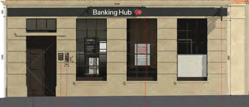 An architect's mock up of the banking hub's new permanent home