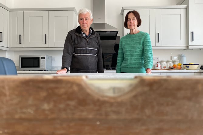 A spirit level showed the couple's kitchen island remained uneven a year after buying the property