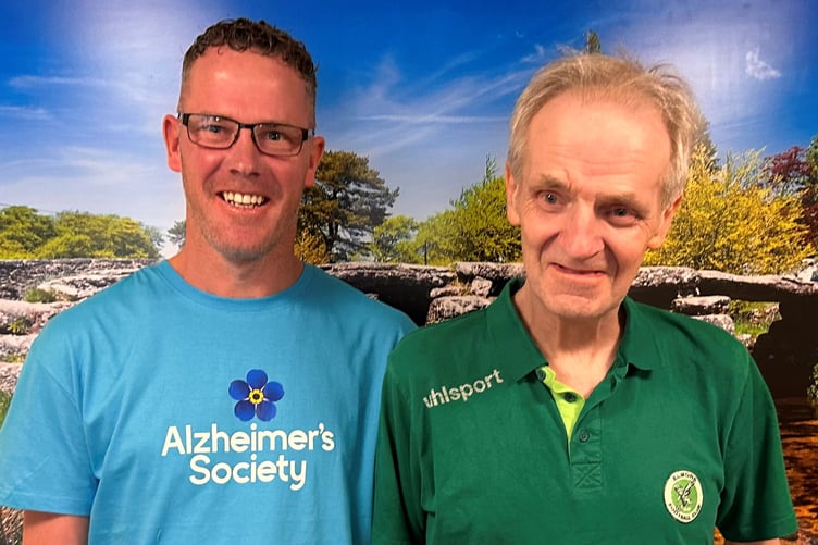 Ricky Butt (left) is taking on a fundraising marathon after being inspired by Wellington care home resident Nigel (right)