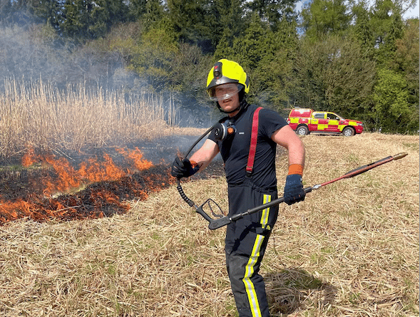 Tackling a fire which destroyed most of a 14-acre field of crops near Broomfield.