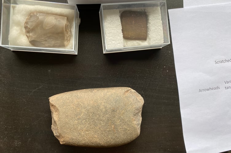 A collection of what are believed to be Bronze Age axe heads discovered in a Wellington field by Dr Berkley