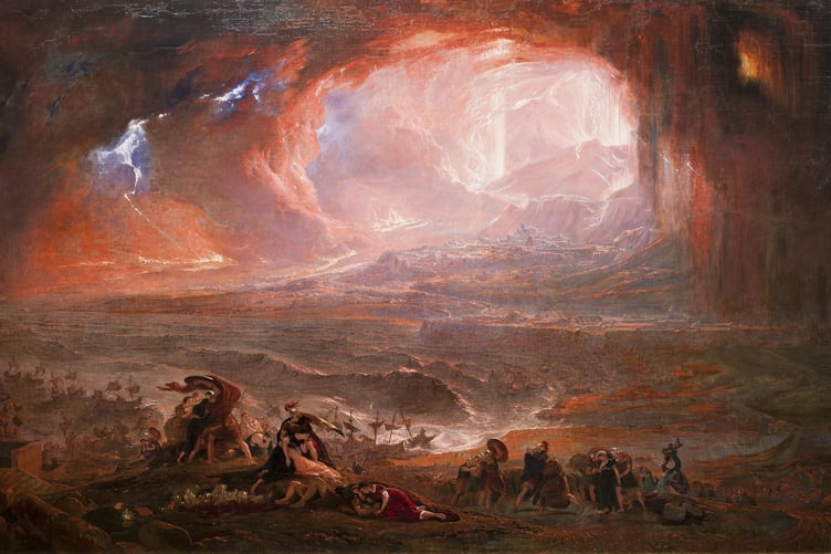 The restored version of John Martin's Destruction of Pompeii and Herculaneum