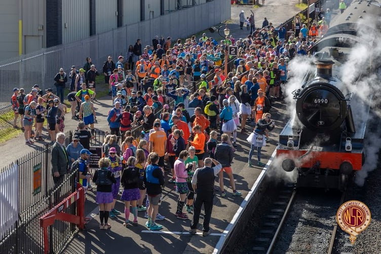 Runners at Bishops Lydeard station