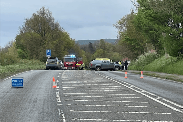The scene of Thursday's crash on the A38 at White ball, near Wellington.