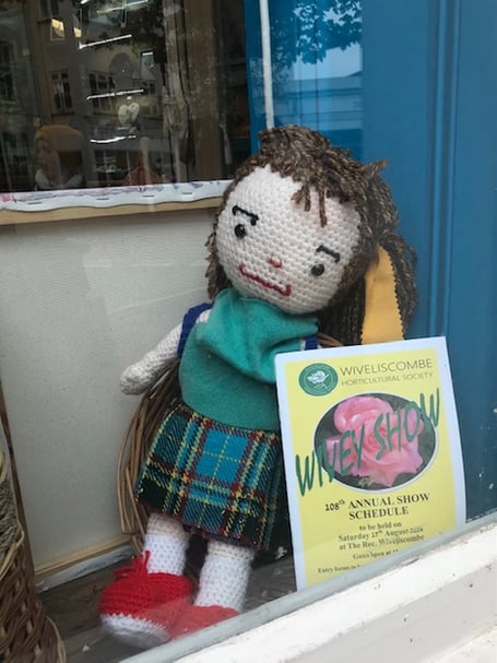 Wivey Show mascot Wandering Wanda can be seen around the Wiveliscombe promoting this year's event.