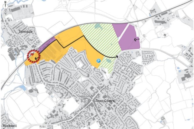 Possible locations of new Wellington railway station within the Longforth Farm site_'s employment allocation - Somerset West and Taunton Council 
