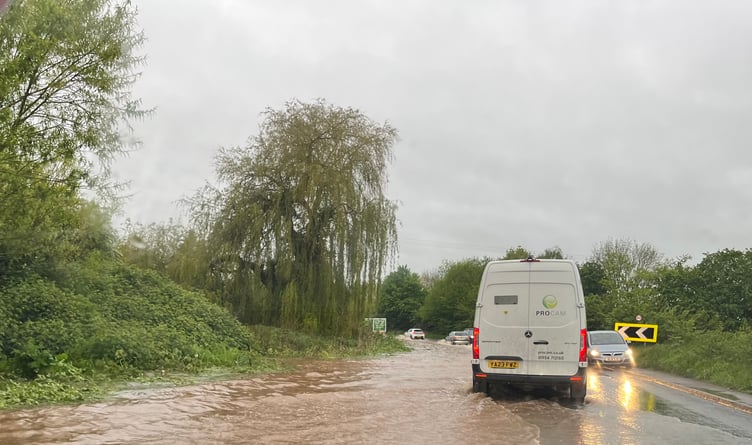 Flooding on the A38 near Wellington (submitted)