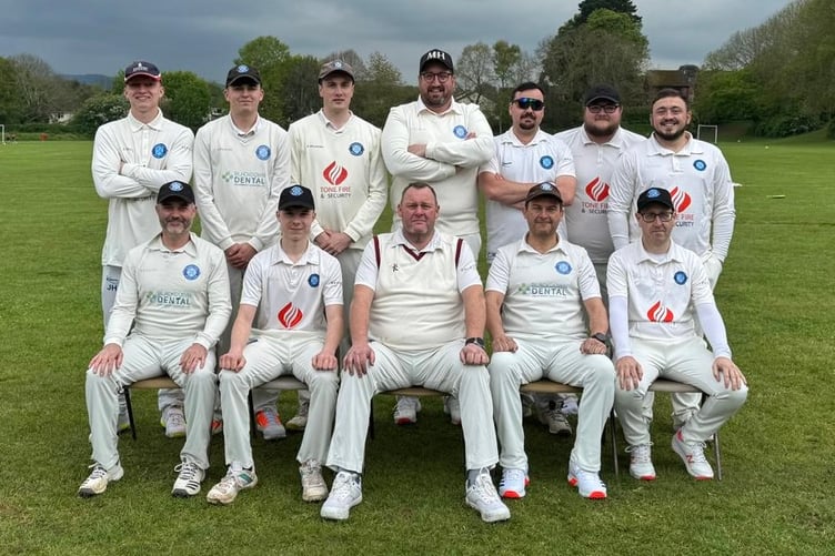 Bishops Hull, who have enjoyed mixed fortunes in the West Somerset Cricket League, winning one and losing one, front left to right: Ben Still, Alfie Gloyn, Paul Holman (capt), Mark Hallas, Darren Wellman; back Jack Hiett, Morgan Chanter, Edward Smith, Rob Boon, Calum Kershaw, Ross Northover, Kobie Adams.