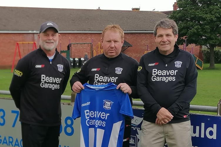 Left to right: Robbie Hopkins (chairman), Craig Carr (manager) and Steve Jackson (director of football).