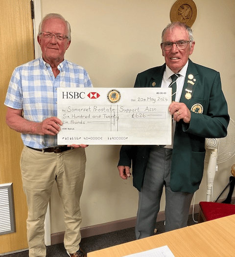 £626 donation to Somerset Prostate Support Association