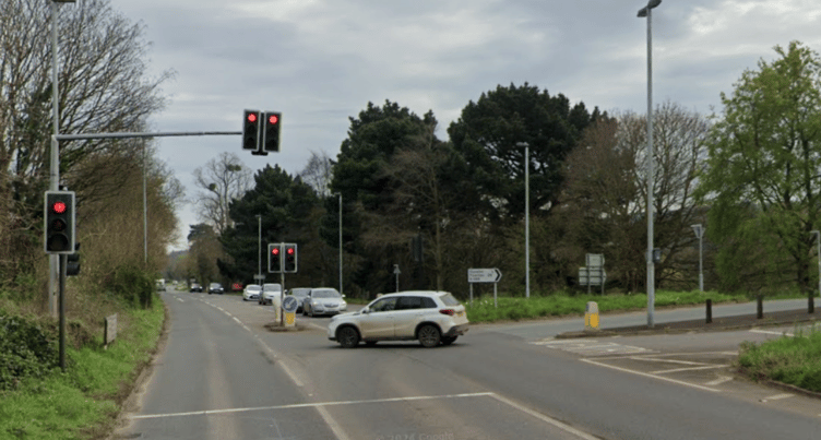 The A39 looking from Dunster toward Carhampton.