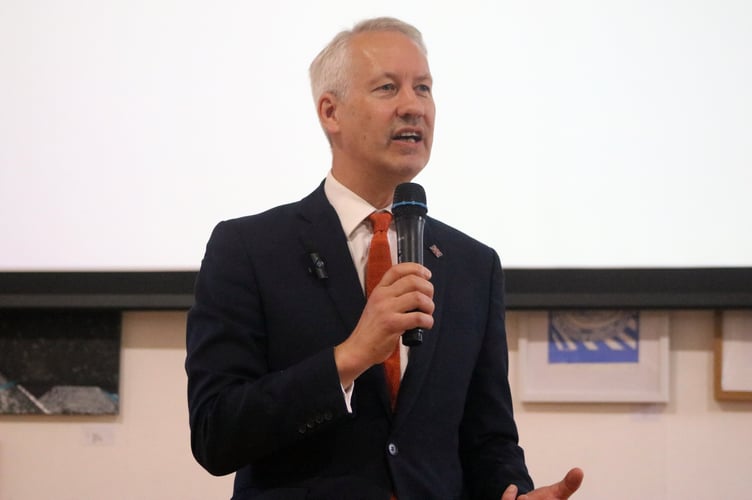 Gideon Amos addresses attendees at the General Election campaign launch event