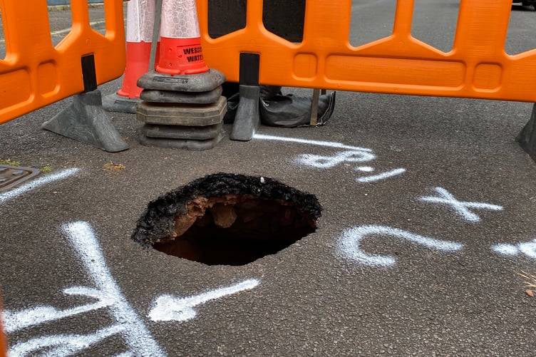 An investigation is underway over a sinkhole emerging in Parklands Road