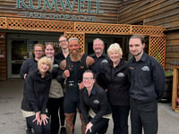 Charity founder Ashley Cain visits Rumwell Farm Shop during epic ride