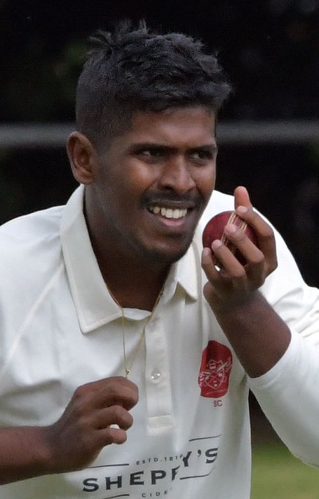 Wellington's Sri Lankan Sachindu Colombage with the ball