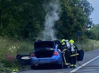 Fire rips through car on M5 near Wellington