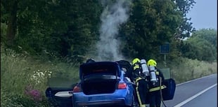 Fire rips through car on M5 near Wellington
