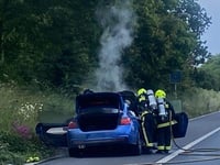 Fire rips through car on M5 near Wellington