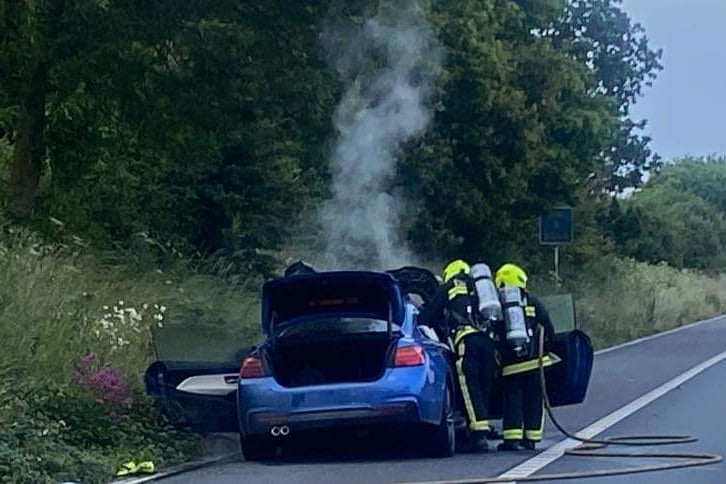 Crews extinguished a vehicle fire on the motorway hard shoulder