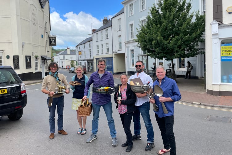 William Sitwell (centre) with some of the Wiveliscombe restaurant owners taking part in the town's new 'Rest Fest' festival.