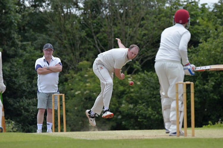 Ashbrittle's Matt Lovell bowls at Stoke St Mary