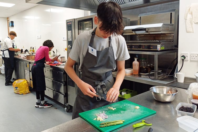 Court Fields School, Wellington, pupil Oliver Smith competing in the county finals of the regional young chef awards.