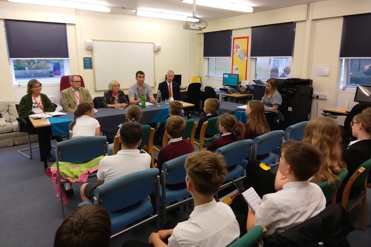 Five Parliamentary candidates face pupils in a hustings-style event at Court Fields School, Wellington.