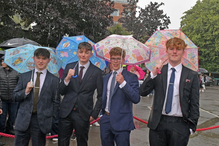 Arriving for Court Fields School, Wellington, prom night.