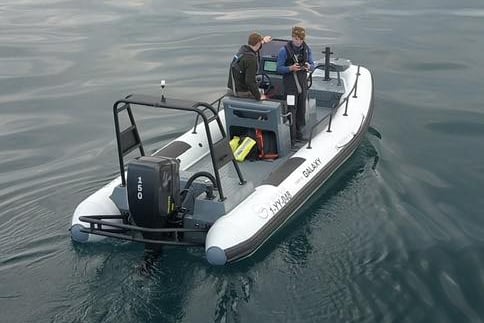 Harry Besley in his electric-powered boat Electra. PHOTO: Round Britain eRIB.
