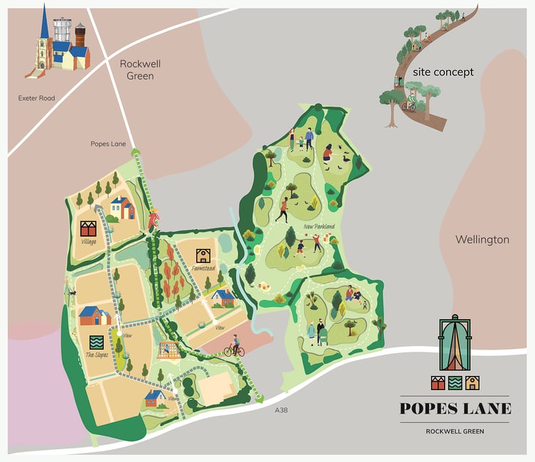 A concept plan of the proposed Persimmon Homes development in Popes Lane, Rockwell Green.