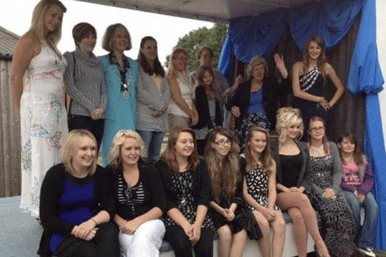 The late Wellington Carnival Committee chairman Josephine Chave (waving) with carnival queen and princess entrants and then-mayor Cllr Vivienne Stock-Williams (wearing chain).