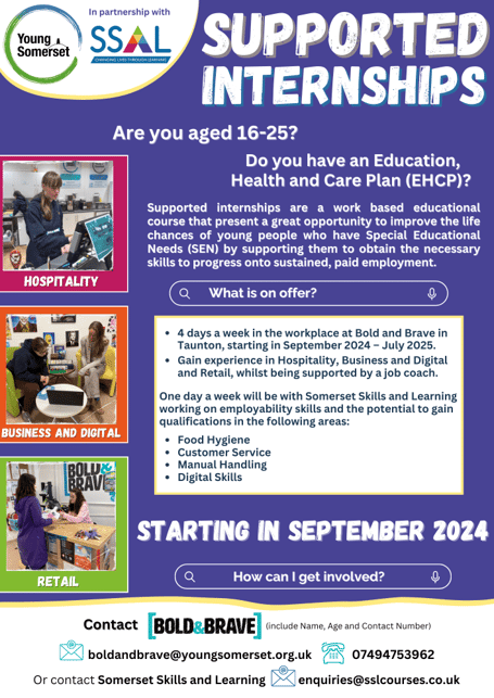 Internships for youngster with SEN are on offer through Young Somerset.