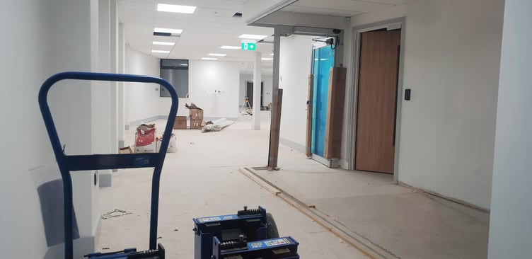 Refurbishment work progressing inside Wellington Library, in Fore Street.