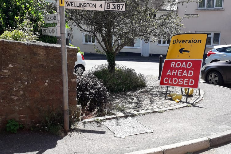 A diversion is in place for seven days while Milverton's Sand Street is closed for anti-flood work.