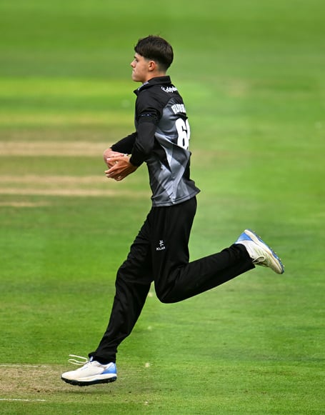Vaughan bowls against Kent on his debut