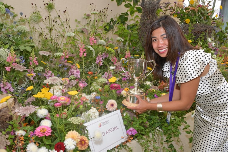 Blackdown Hills flower grower Aizel Finch, of Yalham Hayes, Otterford, took a gold cup in Taunton Flower Show.