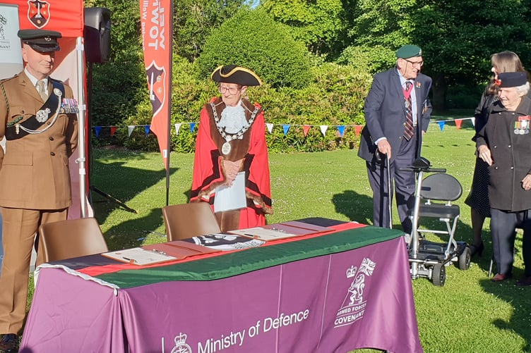 Centenarian Madge Covey (right) attending Wellington's D-Day 80th anniversary commemoration in June.