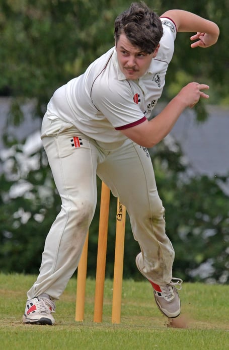 Stogumber's Joshua Jenkins bowls against Fitzhead in Division Three of the West Somerset League