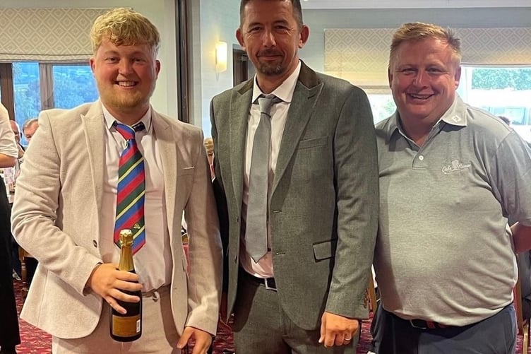 Winners of the Pro Am at Oake, left to right Alfie Judd, golf pro at Oake Manor, Mark Luckett, Yeovil, and James Smallacombe, golf manager at Oake.