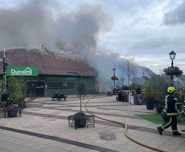 Cordon in place after major fire at Dunelm Mill