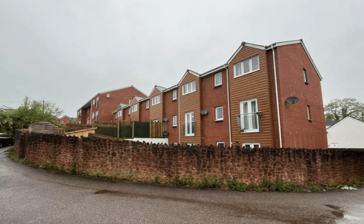 The Westford Grange social housing development opposite Caymans Mill, Westford.