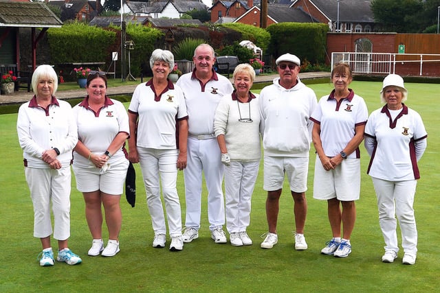 Left to right: Wendy Scott, Lisa Dart, Shirley Samuel, Allan Samuel, Marguerite Nichols, Pete Nichols, Christine Willcocks, Monica Carter.