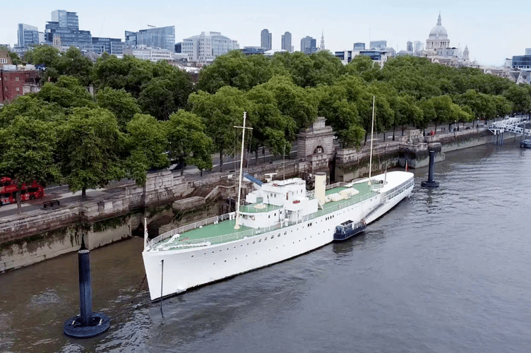 HMS Wellington (1934) moored on River Thames.
