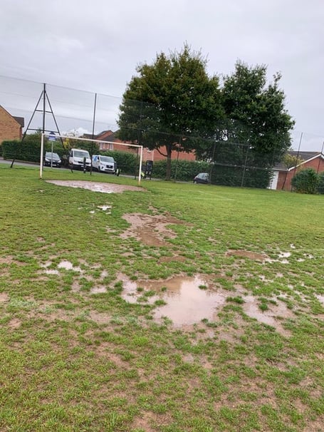 The poor state of the pitch at Dobree Park